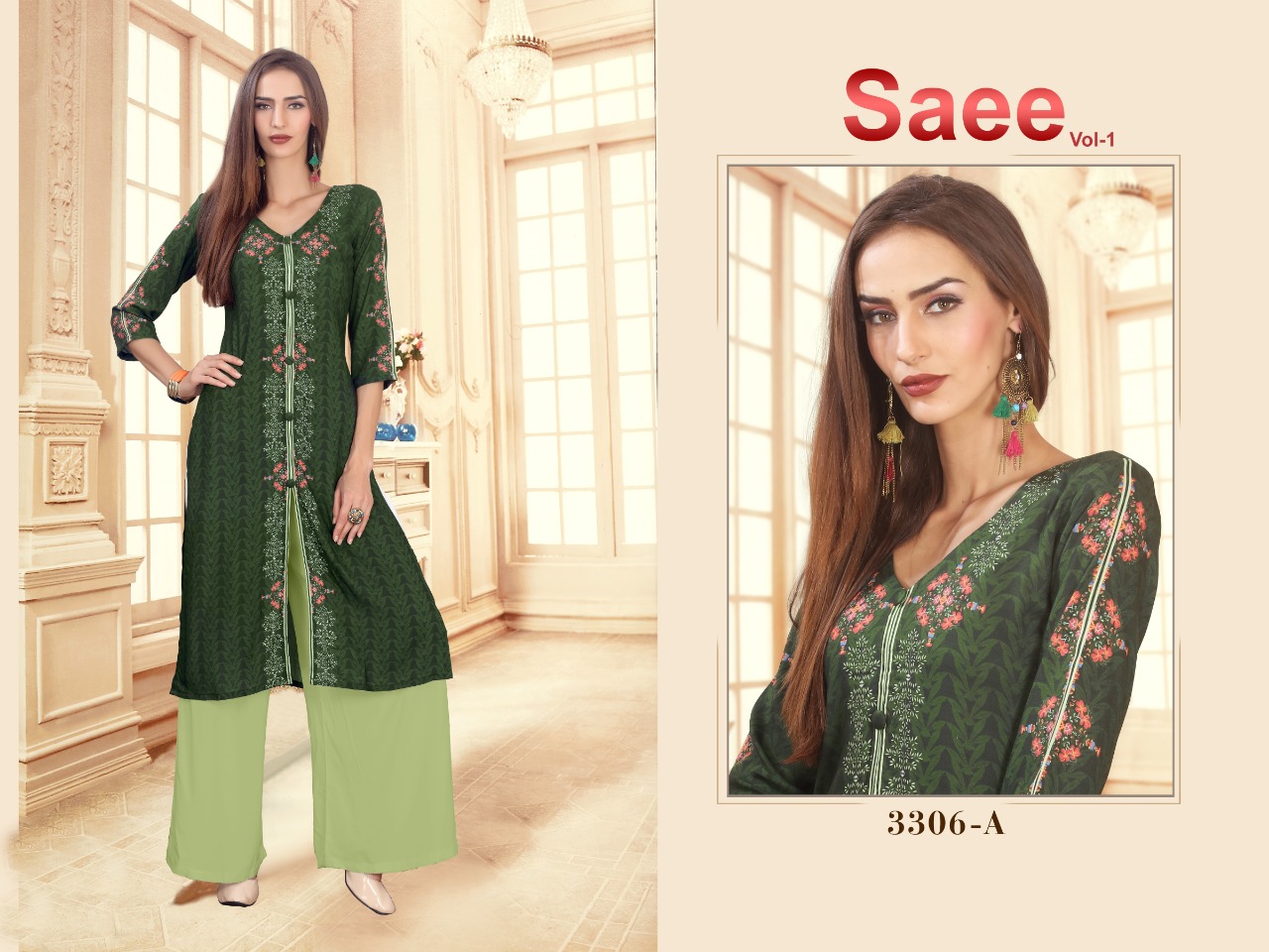 Saee Vol-1 By Ram Fashion 3301-a To 3310-b Series Beautiful Stylish Fancy Colorful Casual Wear & Ethnic Wear & Ready To Wear Rayon Cotton Digital Printed Kurtis With Bottom At Wholesale Price