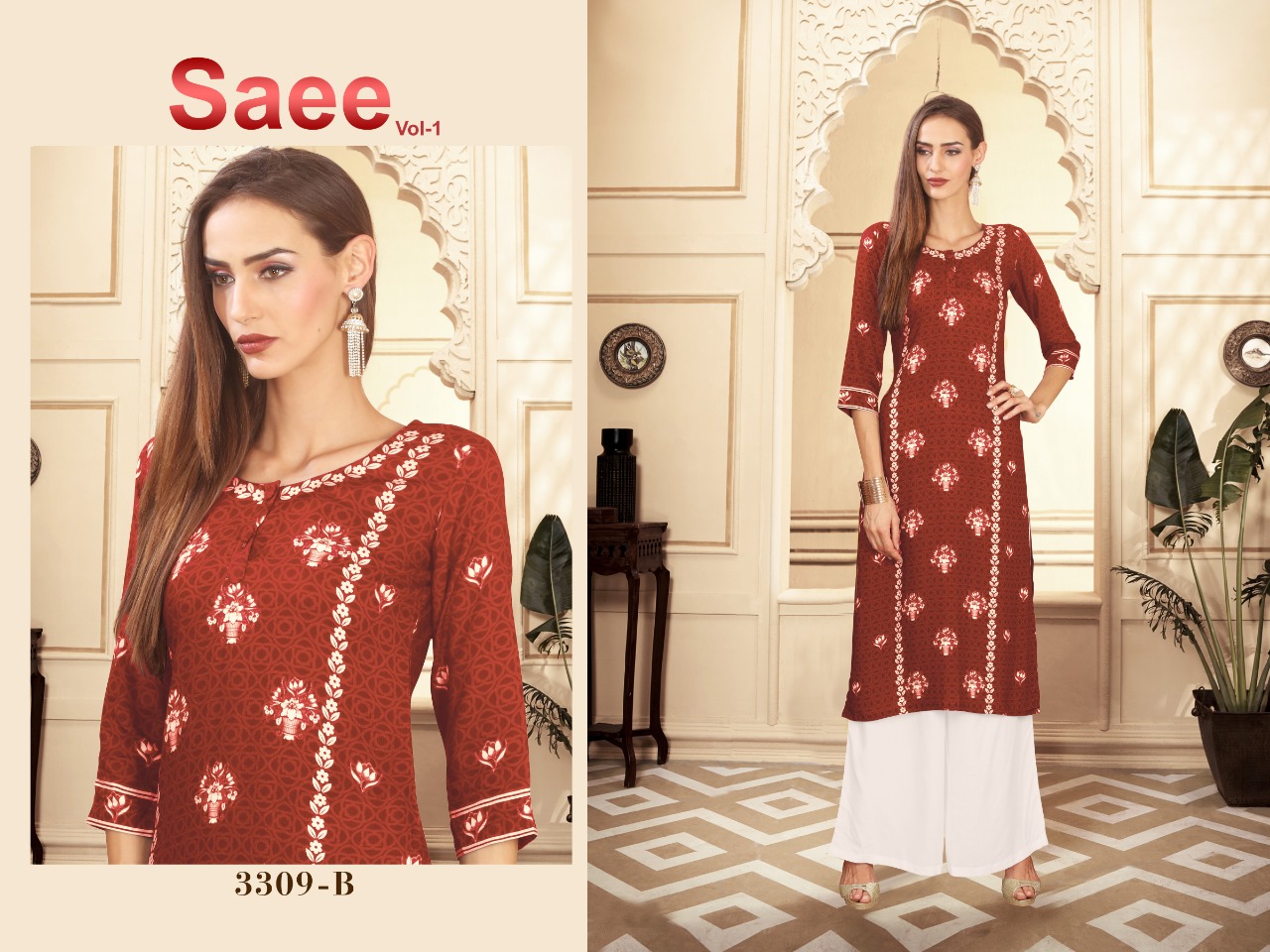 Saee Vol-1 By Ram Fashion 3301-a To 3310-b Series Beautiful Stylish Fancy Colorful Casual Wear & Ethnic Wear & Ready To Wear Rayon Cotton Digital Printed Kurtis With Bottom At Wholesale Price