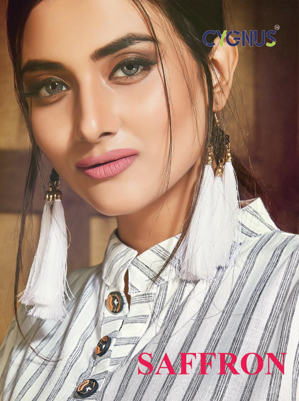 Saffron By Cygnus 4001 To 4006 Series Beautiful Colorful Stylish Fancy Casual Wear & Ethnic Wear & Ready To Wear Heavy Rayon Printed Kurtis With Dhoti And Shrug At Wholesale Price