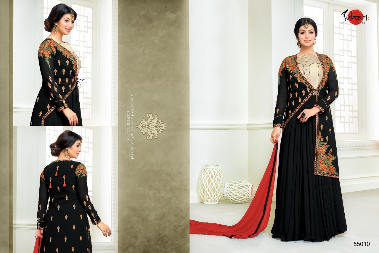 Safrina By Suhati Fab 55008 To 55013 Series Designer Anarkali Suits Colorful Stylish Fancy Beautiful Party Wear & Occasional Wear Faux Georgette Embroidered Dresses At Wholesale Price