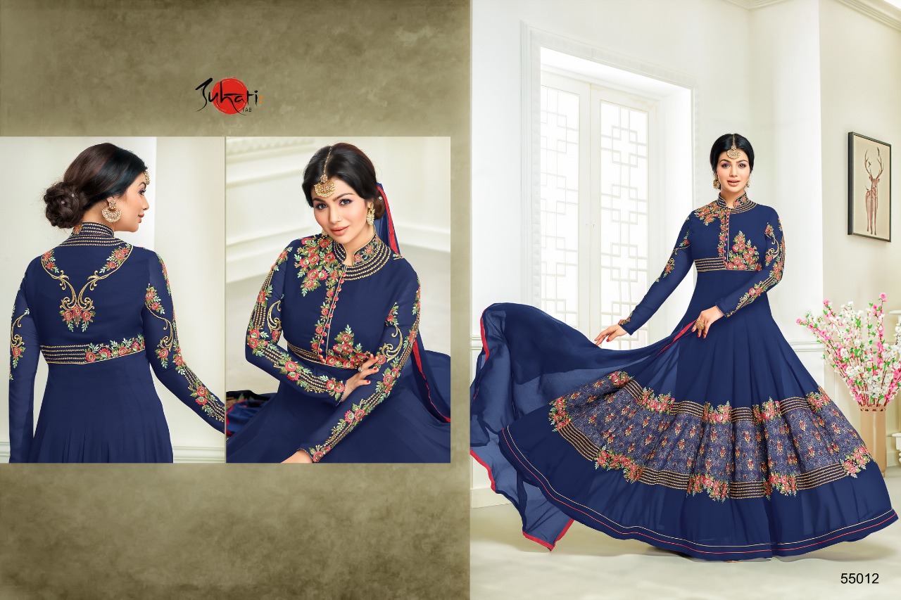 Safrina By Suhati Fab 55008 To 55013 Series Designer Anarkali Suits Colorful Stylish Fancy Beautiful Party Wear & Occasional Wear Faux Georgette Embroidered Dresses At Wholesale Price