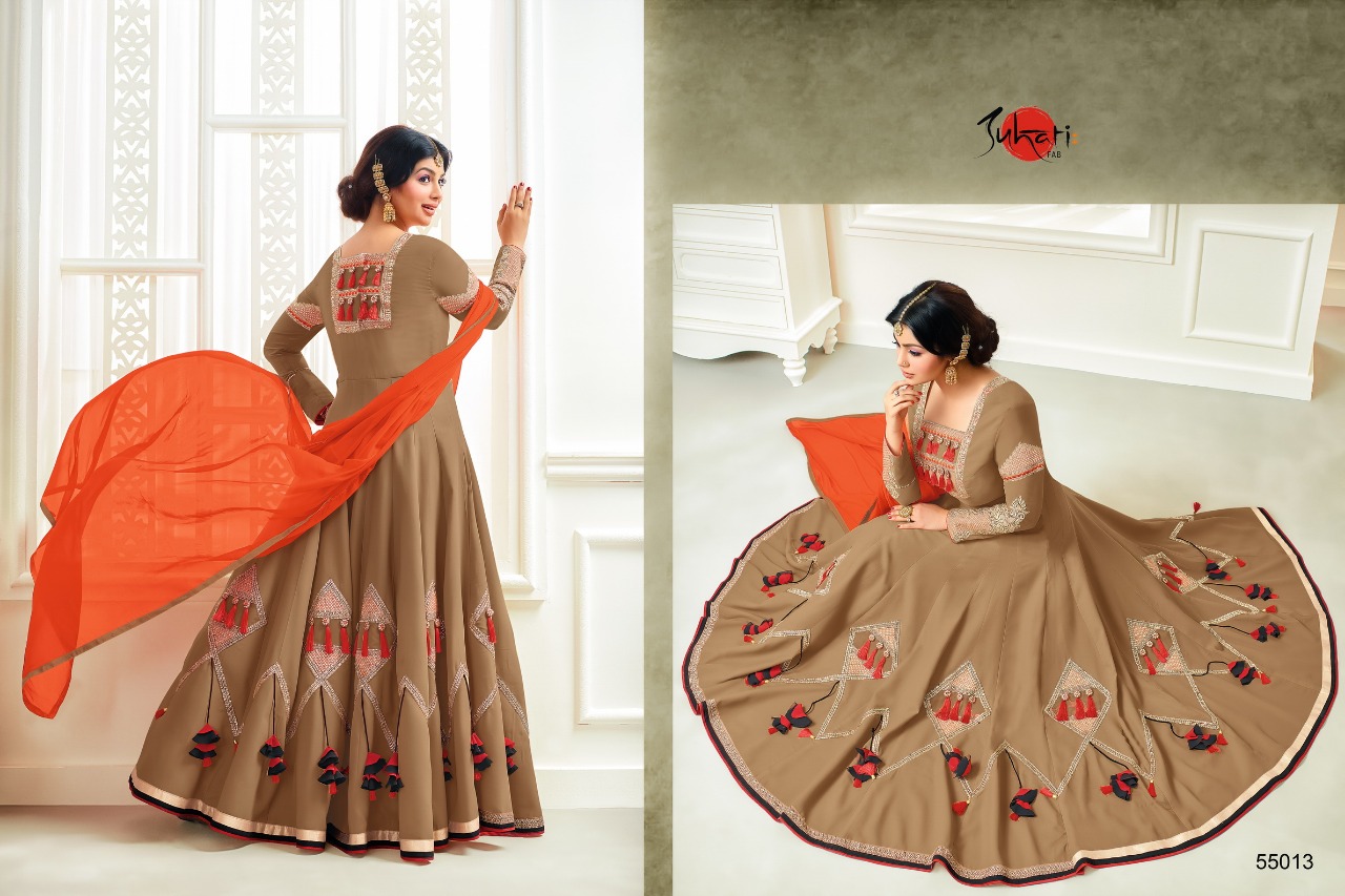 Safrina By Suhati Fab 55008 To 55013 Series Designer Anarkali Suits Colorful Stylish Fancy Beautiful Party Wear & Occasional Wear Faux Georgette Embroidered Dresses At Wholesale Price