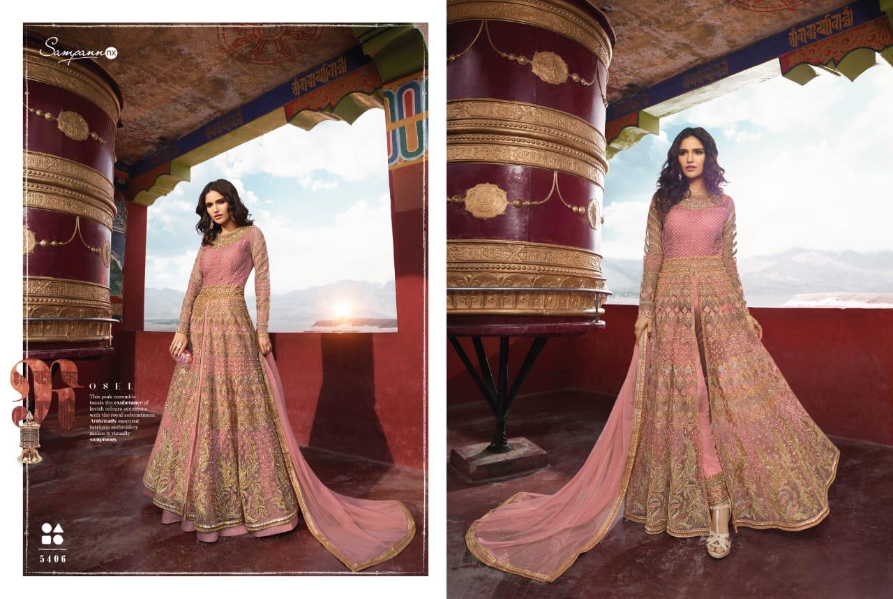 Saga Vol-4 By Sampann Nx 5401 To 5408 Series Anarkali Designer Beautiful Suits Colorful Stylish Fancy Casual Wear & Ethnic Wear Net/tafeta Dresses At Wholesale Price