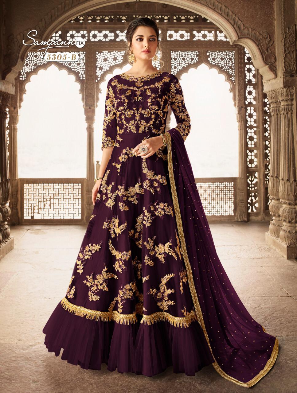 Saga New Colours By Sampann Nx Anarkali Designer Beautiful Suits Colorful Stylish Fancy Casual Wear & Ethnic Wear Net/tafeta Dresses At Wholesale Price