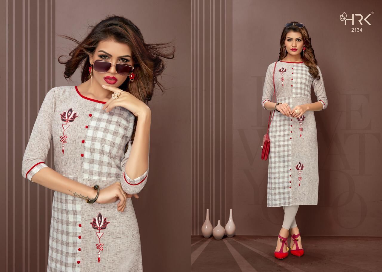 Saisha Vol-2 By Hrk 2134 To 2139 Beautiful Stylish Colorful Fancy Party Wear & Ethnic Wear & Ready To Wear Cotton Mix With Embroidery Work Kurtis At Wholesale Price
