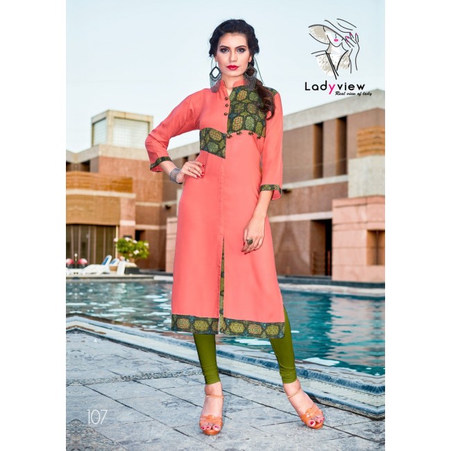 Saisha By Lady View 101 To 108 Series Stylish Beautiful Fancy Colorful Casual Wear & Ethnic Wear Heavy Rayon Printed Kurtis At Wholesale Price