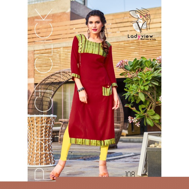 Saisha By Lady View 101 To 108 Series Stylish Beautiful Fancy Colorful Casual Wear & Ethnic Wear Heavy Rayon Printed Kurtis At Wholesale Price