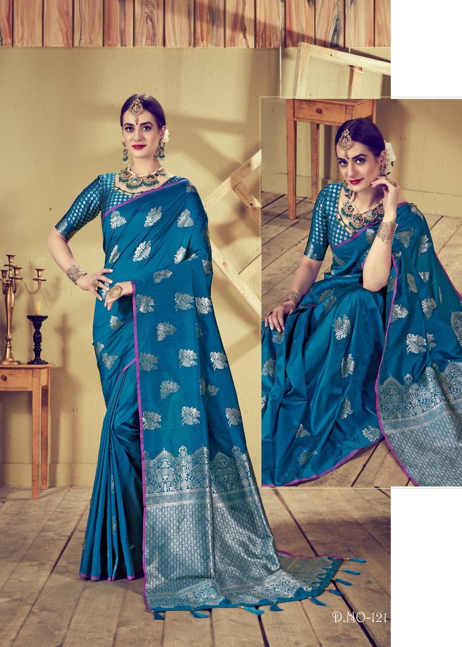 Sakhi By Kianaa Fashion 117 To 124 Series Indian Traditional Wear Collection Beautiful Stylish Fancy Colorful Party Wear & Occasional Wear Dyed Silk Meena Printed Sarees At Wholesale Price