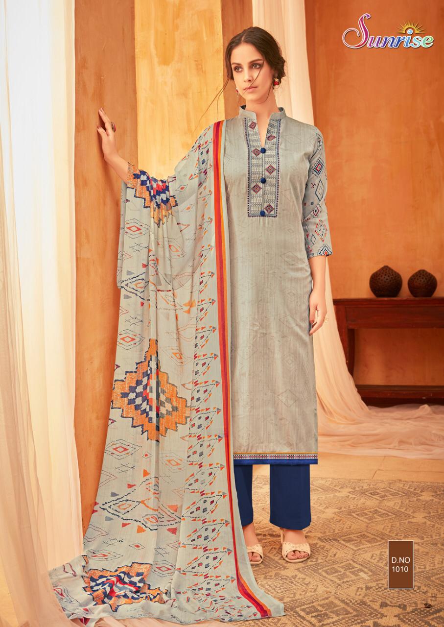 Sakhiya By Sunrise Creation 1001 To 1010 Series Beautiful Suits Colorful Stylish Fancy Colorful Casual Wear & Ethnic Wear Jam Satin Embroidery Work Dresses At Wholesale Price