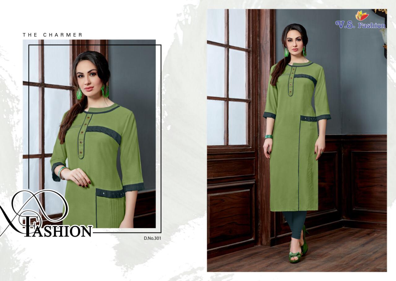 Sakshi Vol-1 By V S Fashions 301 To 306 Series Beautiful Colorful Stylish Fancy Party Wear & Occasional Wear & Ready To Wear Rayon Printed Kurtis At Wholesale Price