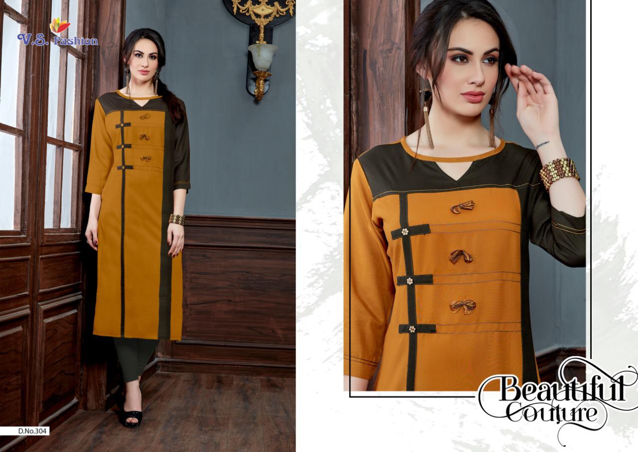 Sakshi Vol-1 By V S Fashions 301 To 306 Series Beautiful Colorful Stylish Fancy Party Wear & Occasional Wear & Ready To Wear Rayon Printed Kurtis At Wholesale Price