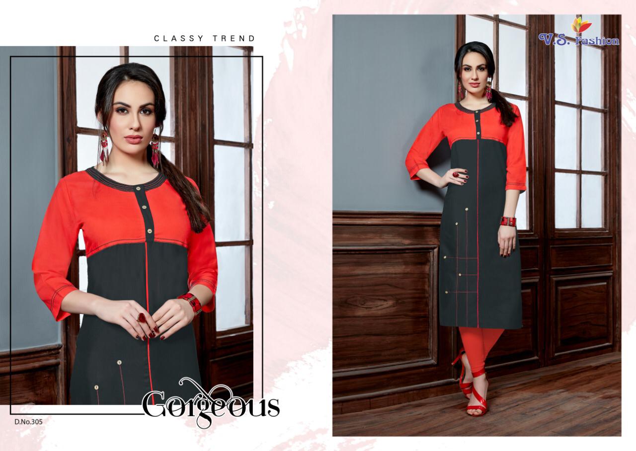 Sakshi Vol-1 By V S Fashions 301 To 306 Series Beautiful Colorful Stylish Fancy Party Wear & Occasional Wear & Ready To Wear Rayon Printed Kurtis At Wholesale Price