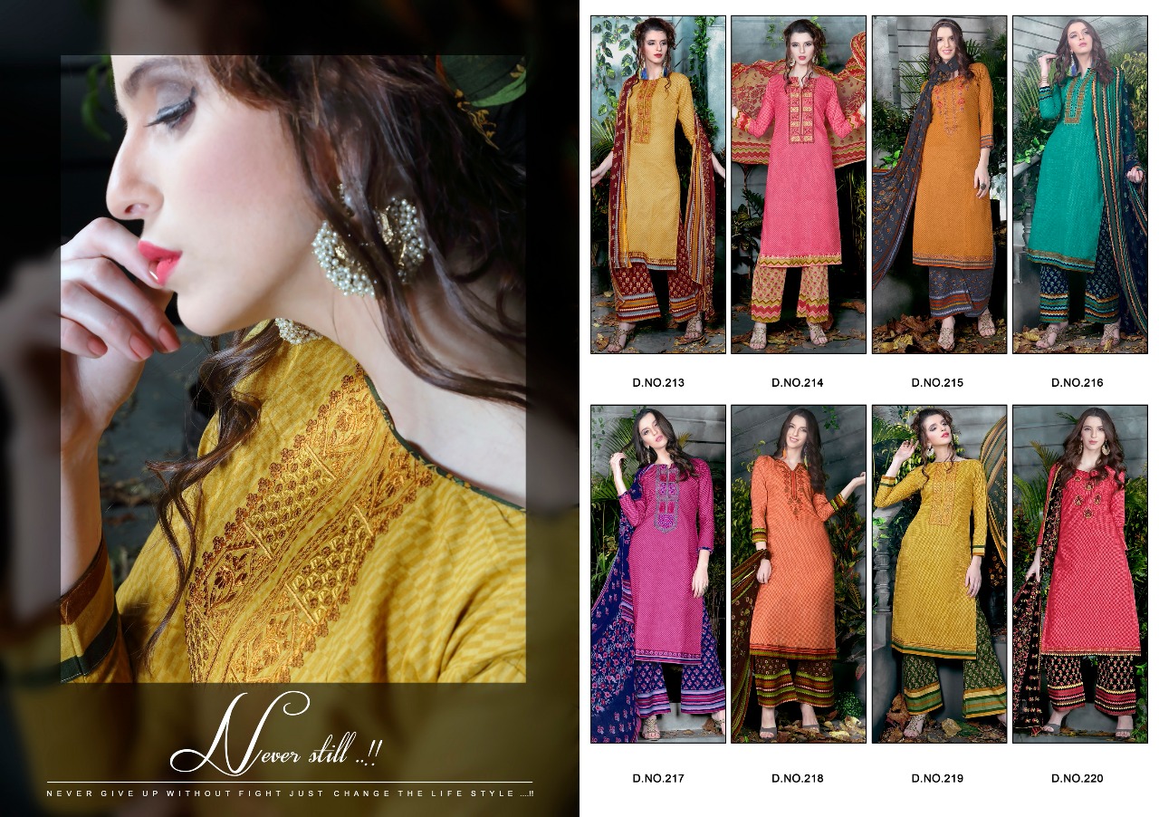 Sakshi Vol-2 By Kalyan Prints 213 To 220 Series Beautiful Stylish Fancy Colorful Ethnic Wear Collection Casual Wear Cambric Cotton Printed & Embroidered Dresses At Wholesale Price