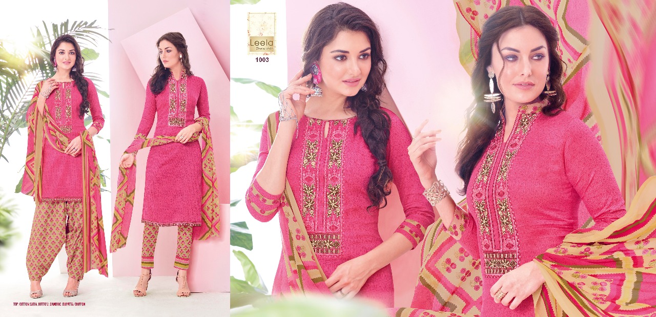 Saloni By Leela 1001 To 1006 Series Beautiful Stylish Fancy Colorful Casual Wear & Ethnic Wear Cotton Satin Printed Dresses At Wholesale Price