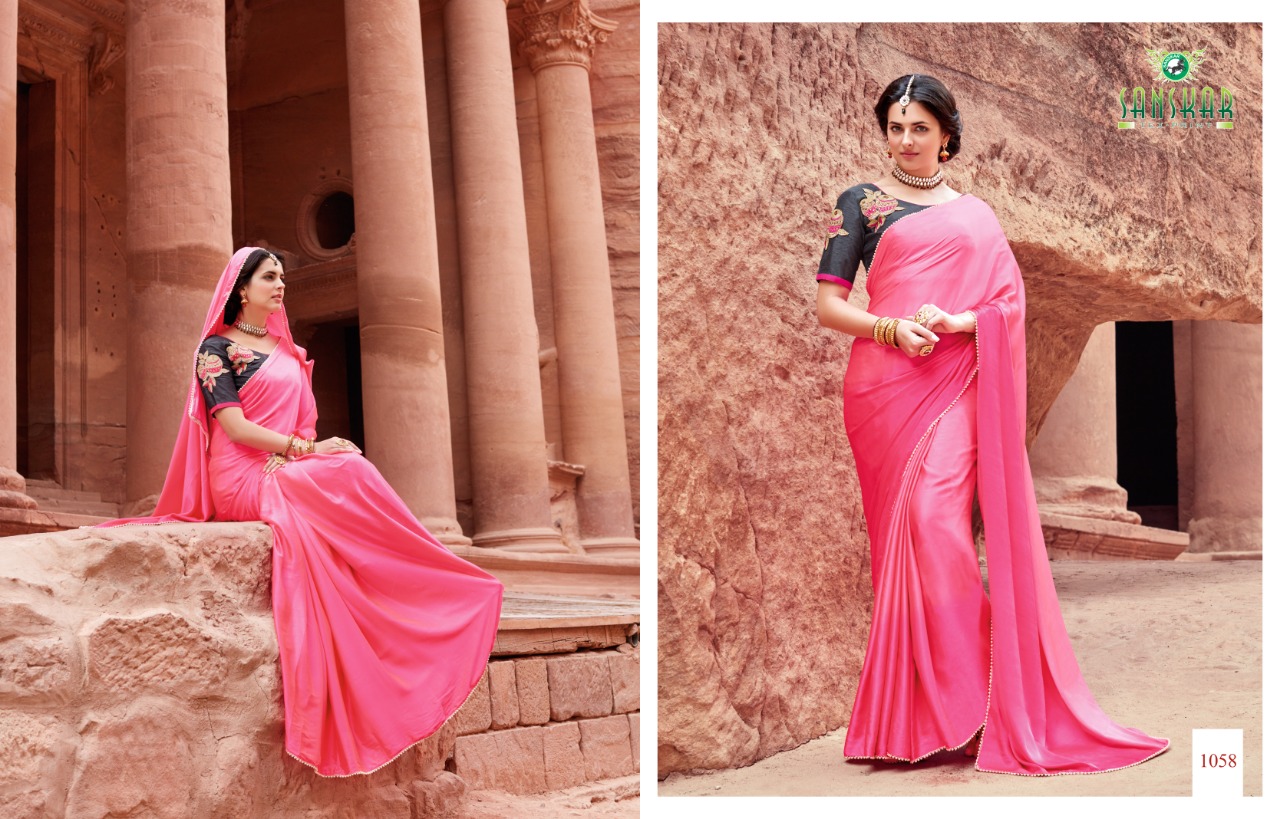 Saloni By Sanskar Sarees 1052 To 1064 Series Indian Traditional Wear Collection Beautiful Stylish Fancy Colorful Party Wear & Occasional Wear Satin Sarees At Wholesale Price