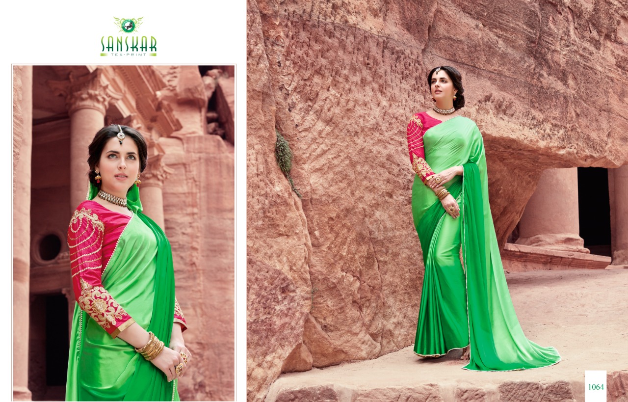 Saloni By Sanskar Sarees 1052 To 1064 Series Indian Traditional Wear Collection Beautiful Stylish Fancy Colorful Party Wear & Occasional Wear Satin Sarees At Wholesale Price