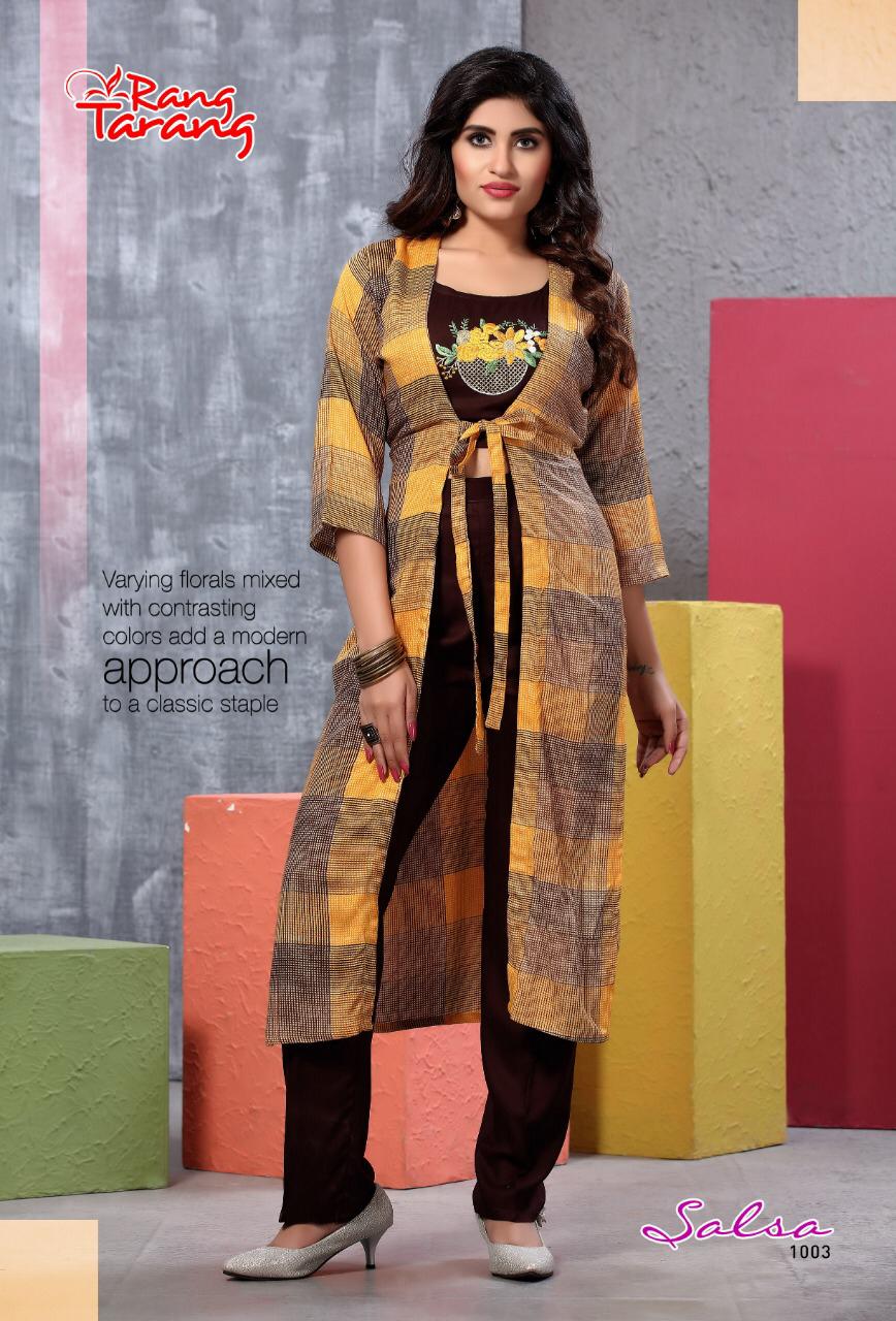 Salsa Vol-2 By Tarang 1001 To 1010 Series Stylish Fancy Beautiful Colorful Casual Wear & Ethnic Wear Rayon Printed Kurtis With Pant At Wholesale Price