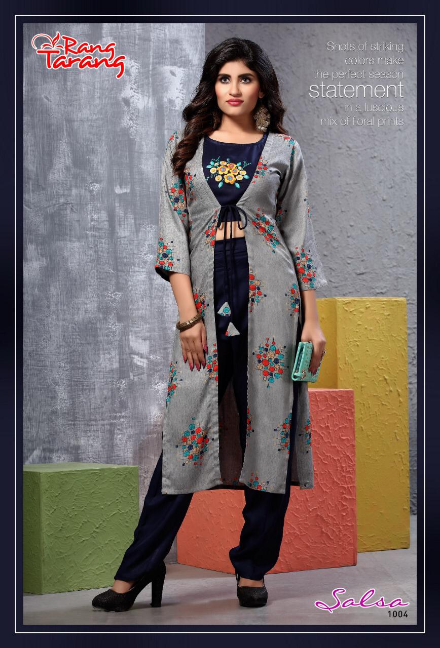 Salsa Vol-2 By Tarang 1001 To 1010 Series Stylish Fancy Beautiful Colorful Casual Wear & Ethnic Wear Rayon Printed Kurtis With Pant At Wholesale Price