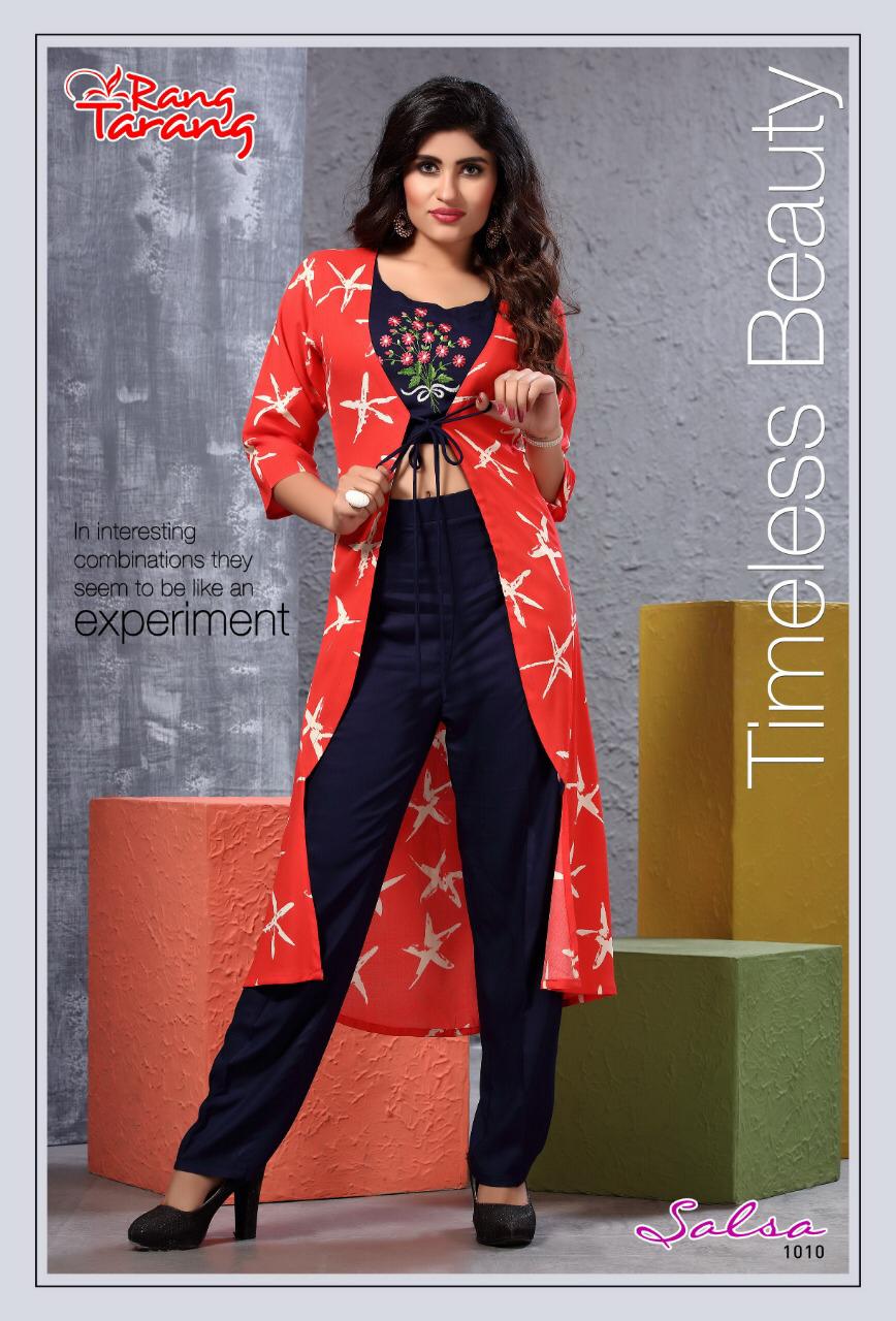 Salsa Vol-2 By Tarang 1001 To 1010 Series Stylish Fancy Beautiful Colorful Casual Wear & Ethnic Wear Rayon Printed Kurtis With Pant At Wholesale Price