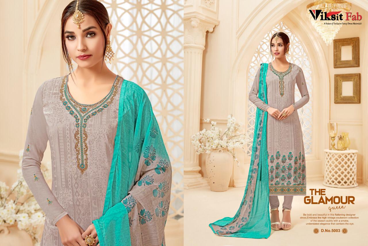 Samaira Vol-5 By Viksit Fab 5001 To 5012 Series Beautiful Suits Stylish Fancy Colorful Party Wear & Ethnic Wear Heavy French Crepe Embroidered Dresses At Wholesale Price