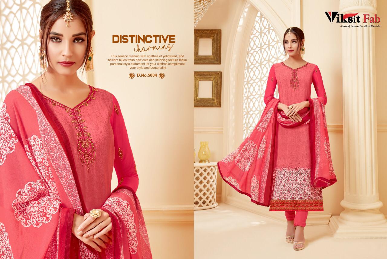 Samaira Vol-5 By Viksit Fab 5001 To 5012 Series Beautiful Suits Stylish Fancy Colorful Party Wear & Ethnic Wear Heavy French Crepe Embroidered Dresses At Wholesale Price