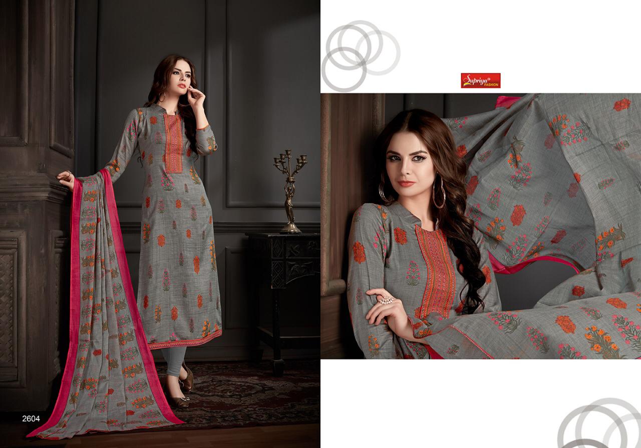 Sameera Vol-26 By Supriya Fashion 2601 To 2610 Series Beautiful Stylish Designer Printed And Embroidered Party Wear Occasional Wear Glace Cotton Printed With Embroidery Dresses At Wholesale Price