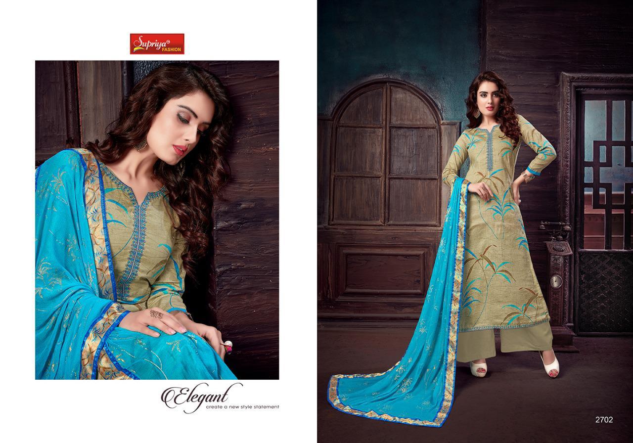 Sameera Vol-27 By Supriya Fashion 2701 To 2710 Series Beautiful Stylish Designer Printed And Embroidered Party Wear Occasional Wear Glace Cotton With Embroidery Dresses At Wholesale Price
