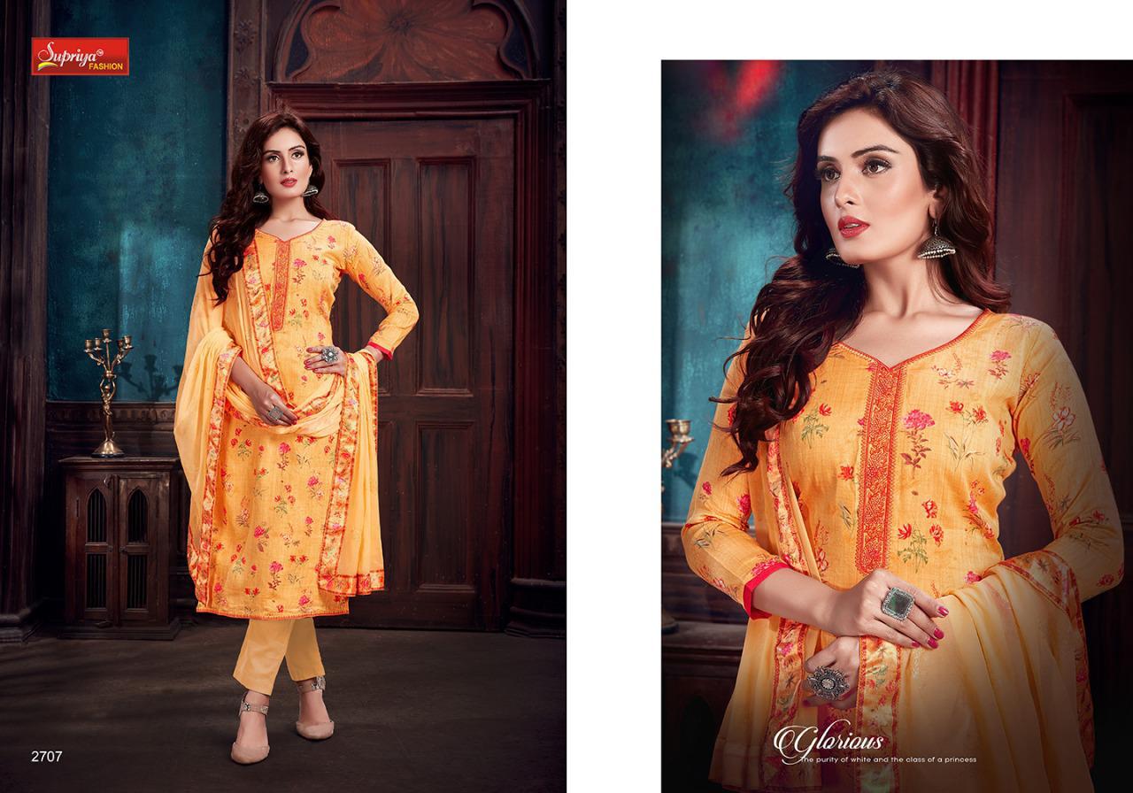 Sameera Vol-27 By Supriya Fashion 2701 To 2710 Series Beautiful Stylish Designer Printed And Embroidered Party Wear Occasional Wear Glace Cotton With Embroidery Dresses At Wholesale Price