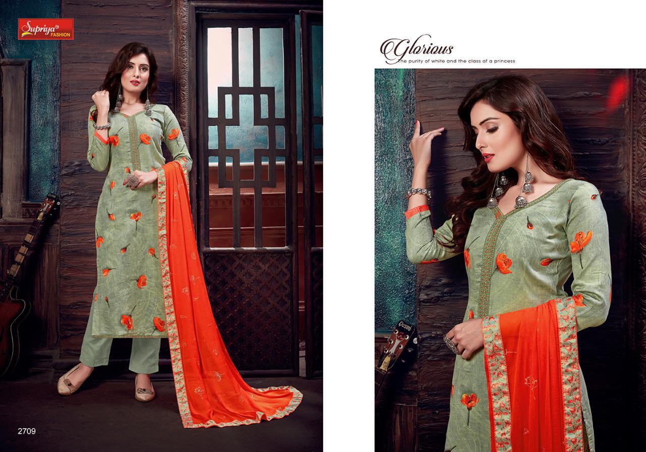 Sameera Vol-27 By Supriya Fashion 2701 To 2710 Series Beautiful Stylish Designer Printed And Embroidered Party Wear Occasional Wear Glace Cotton With Embroidery Dresses At Wholesale Price