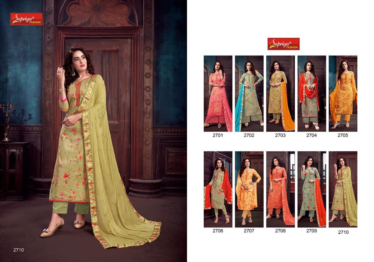 Sameera Vol-27 By Supriya Fashion 2701 To 2710 Series Beautiful Stylish Designer Printed And Embroidered Party Wear Occasional Wear Glace Cotton With Embroidery Dresses At Wholesale Price