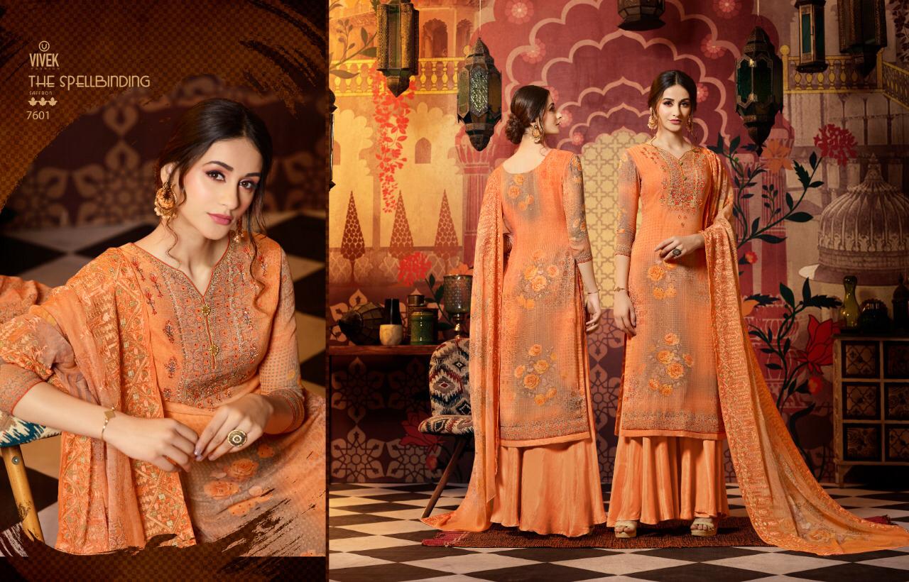 Sameera Vol-6 By Vivek Fashion 7601 To 7608 Series Indian Traditional Wear Collection Beautiful Stylish Fancy Colorful Party Wear & Occasional Wear Pure Georgette Embroidery Dresses At Wholesale Price