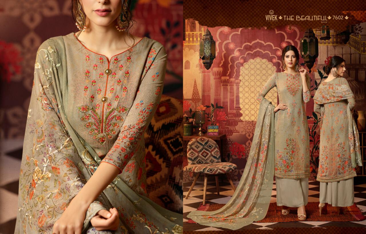 Sameera Vol-6 By Vivek Fashion 7601 To 7608 Series Indian Traditional Wear Collection Beautiful Stylish Fancy Colorful Party Wear & Occasional Wear Pure Georgette Embroidery Dresses At Wholesale Price