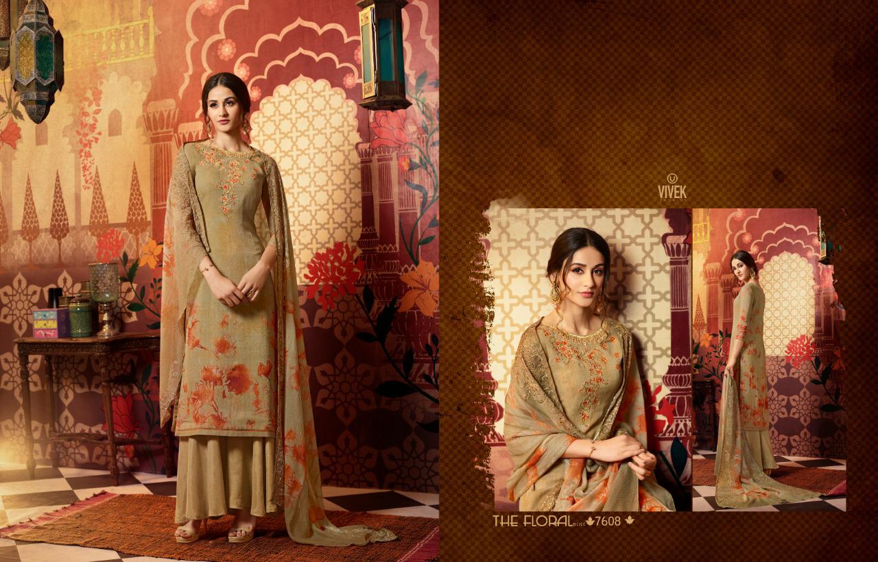 Sameera Vol-6 By Vivek Fashion 7601 To 7608 Series Indian Traditional Wear Collection Beautiful Stylish Fancy Colorful Party Wear & Occasional Wear Pure Georgette Embroidery Dresses At Wholesale Price