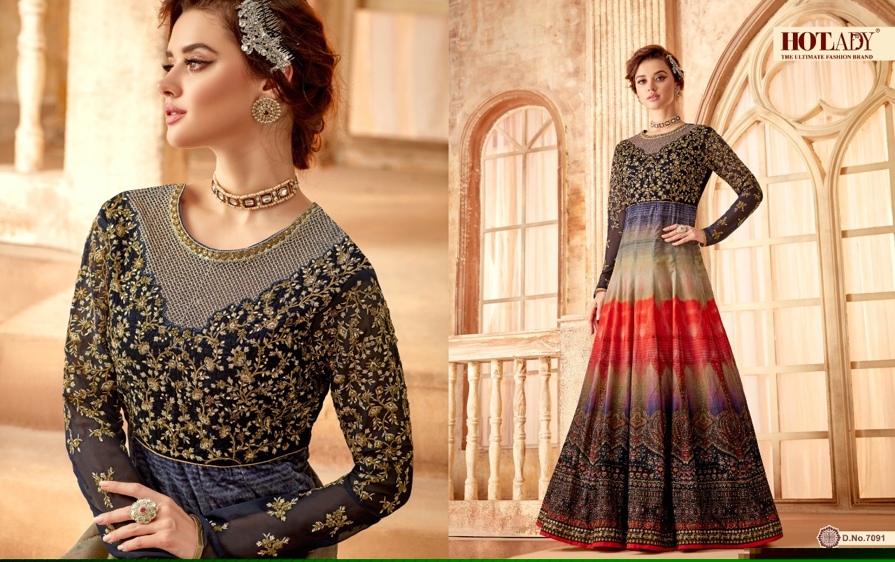 Sameera By Hot Lady 7091 To 7095 Series Beautiful Anarkali Embroidered Designer Stylish Colorful Ethnic Party Wear Occasional Wear Traditional Wear Velvet/georgette Dresses At Wholesale Price