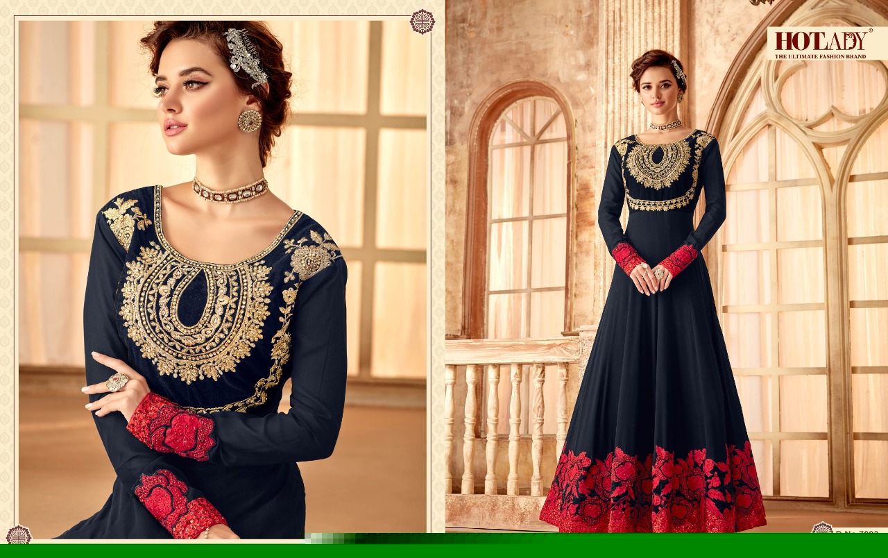Sameera By Hot Lady 7091 To 7095 Series Beautiful Anarkali Embroidered Designer Stylish Colorful Ethnic Party Wear Occasional Wear Traditional Wear Velvet/georgette Dresses At Wholesale Price