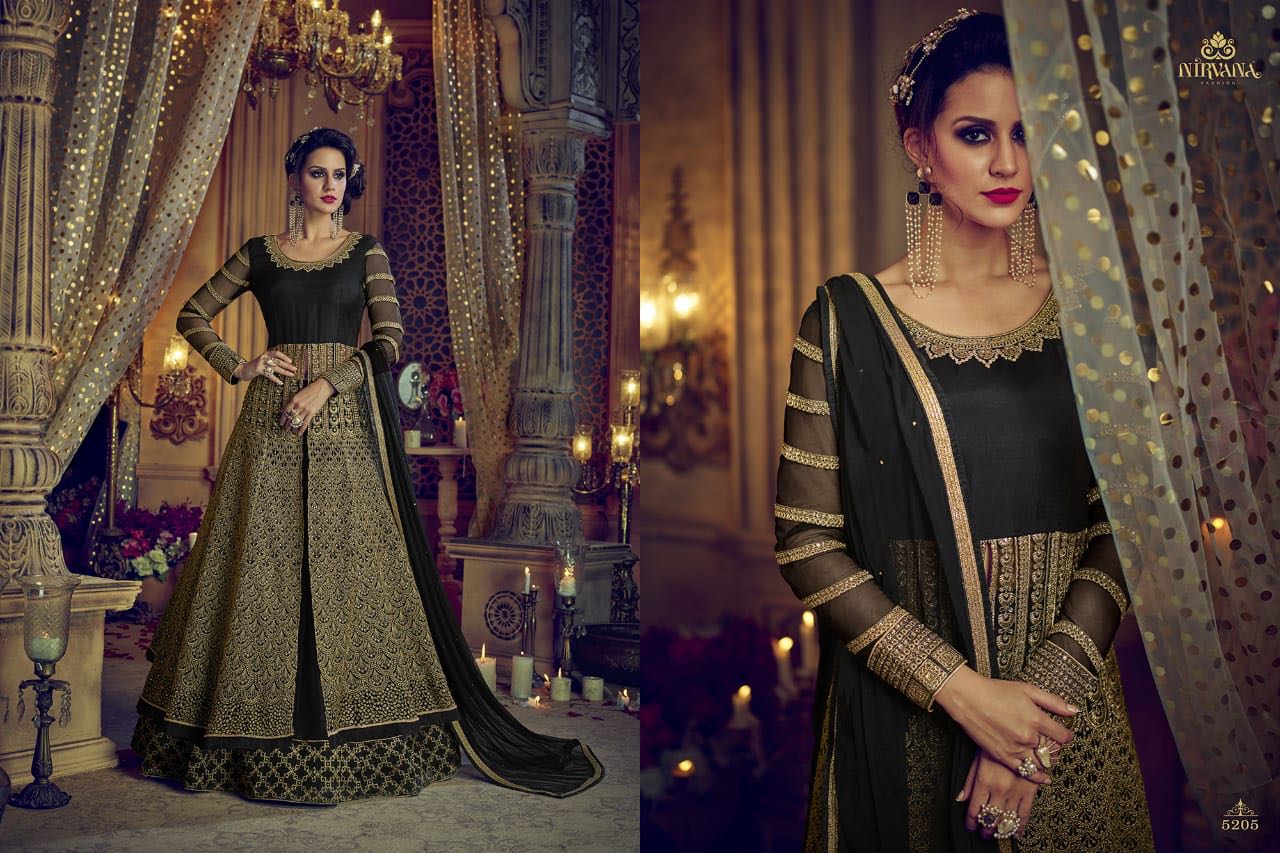 Sampann-2 By Nirvana Fashion 5201 To 5208 Series Bridal Wear Collection Designer Colorful Stylish Fancy Beautiful Party Wear & Occasional Wear Net & Silk Embroidered Dresses At Wholesale Price
