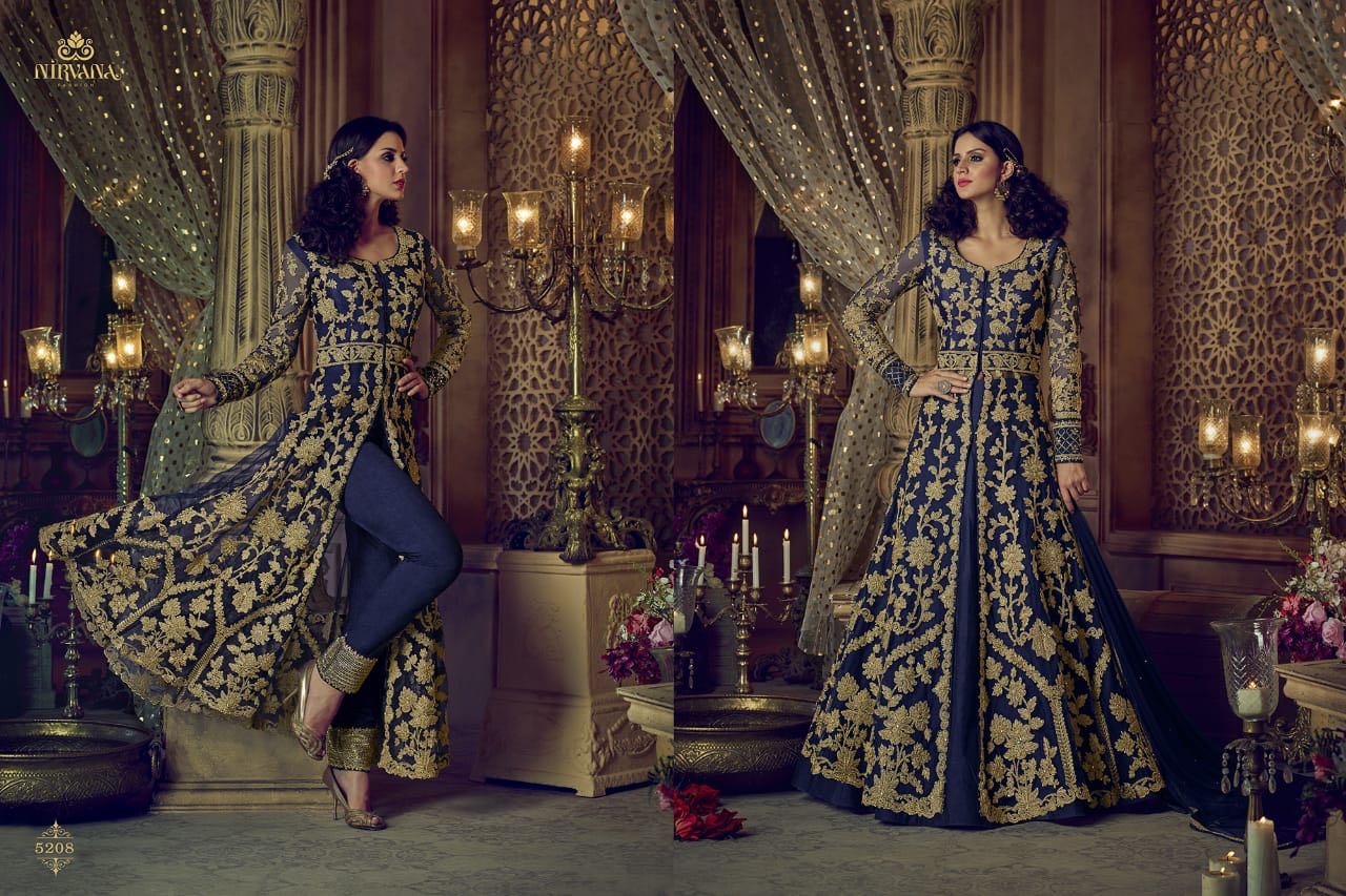 Sampann-2 By Nirvana Fashion 5201 To 5208 Series Bridal Wear Collection Designer Colorful Stylish Fancy Beautiful Party Wear & Occasional Wear Net & Silk Embroidered Dresses At Wholesale Price