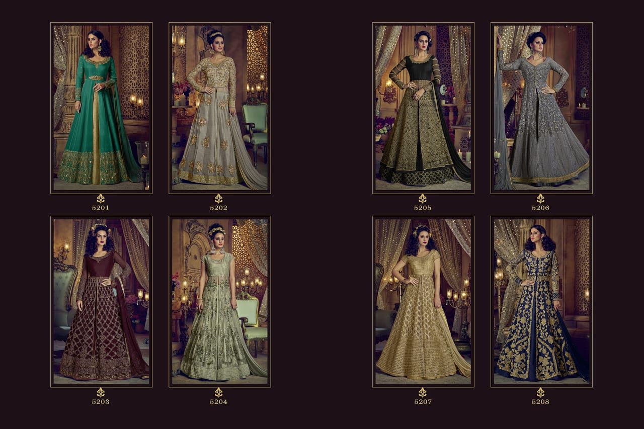 Sampann-2 By Nirvana Fashion 5201 To 5208 Series Bridal Wear Collection Designer Colorful Stylish Fancy Beautiful Party Wear & Occasional Wear Net & Silk Embroidered Dresses At Wholesale Price