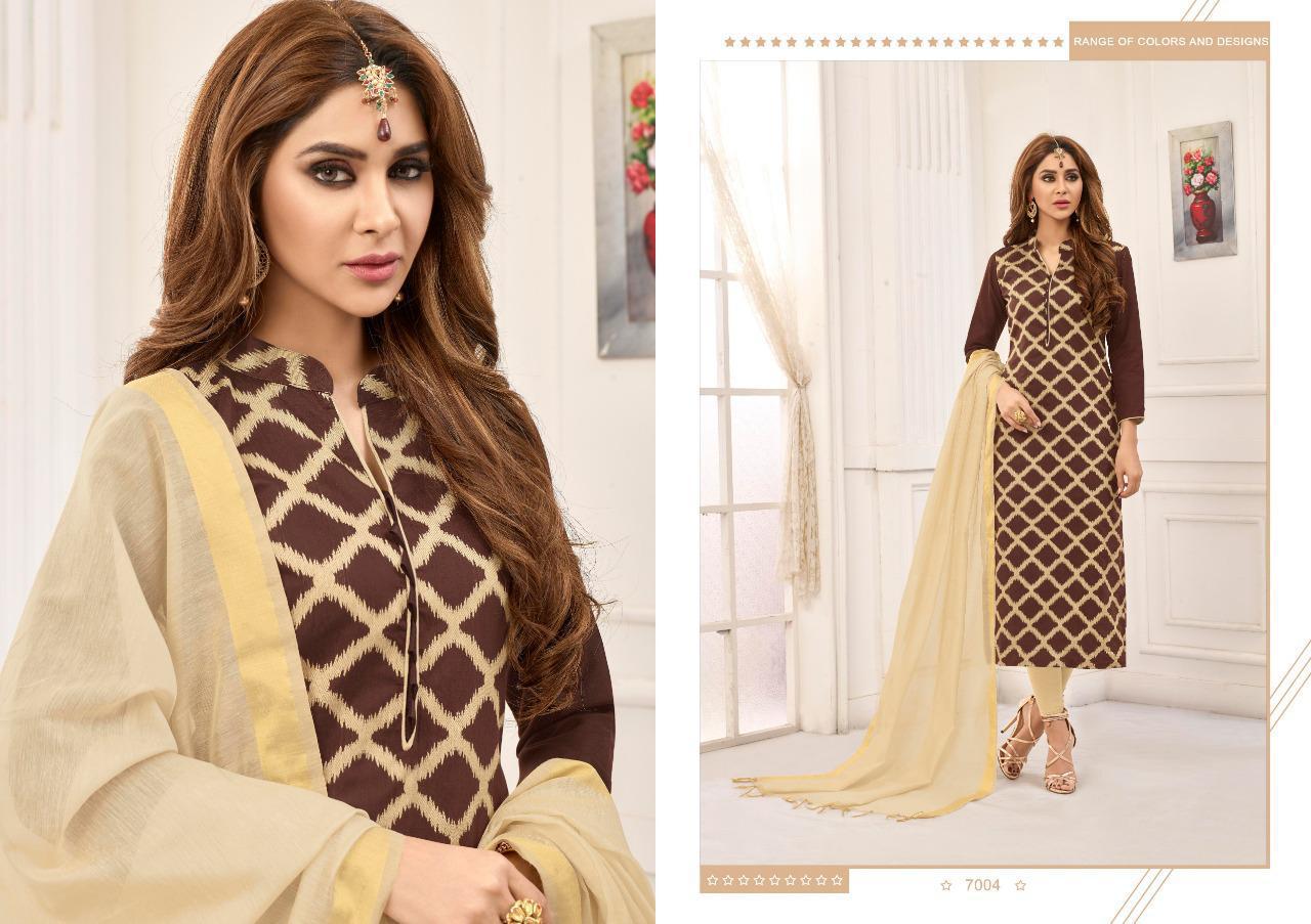 Samudrika Vol-7 By Amrut Varsha Creation 7001 To 7012 Series Beautiful Suits Colorful Stylish Fancy Colorful Casual Wear & Ethnic Wear Banarasi Jacquard Printed Dresses At Wholesale Price
