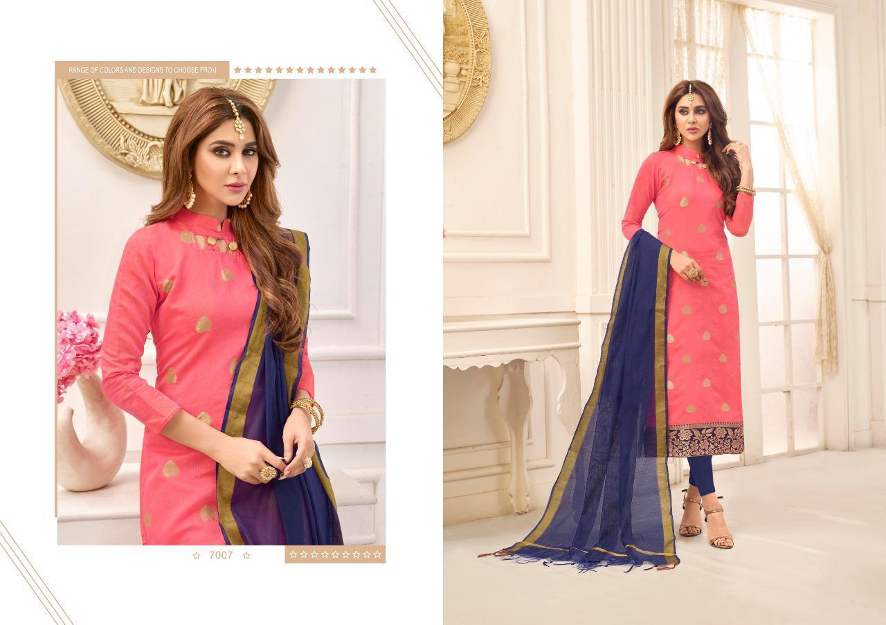 Samudrika Vol-7 By Amrut Varsha Creation 7001 To 7012 Series Beautiful Suits Colorful Stylish Fancy Colorful Casual Wear & Ethnic Wear Banarasi Jacquard Printed Dresses At Wholesale Price