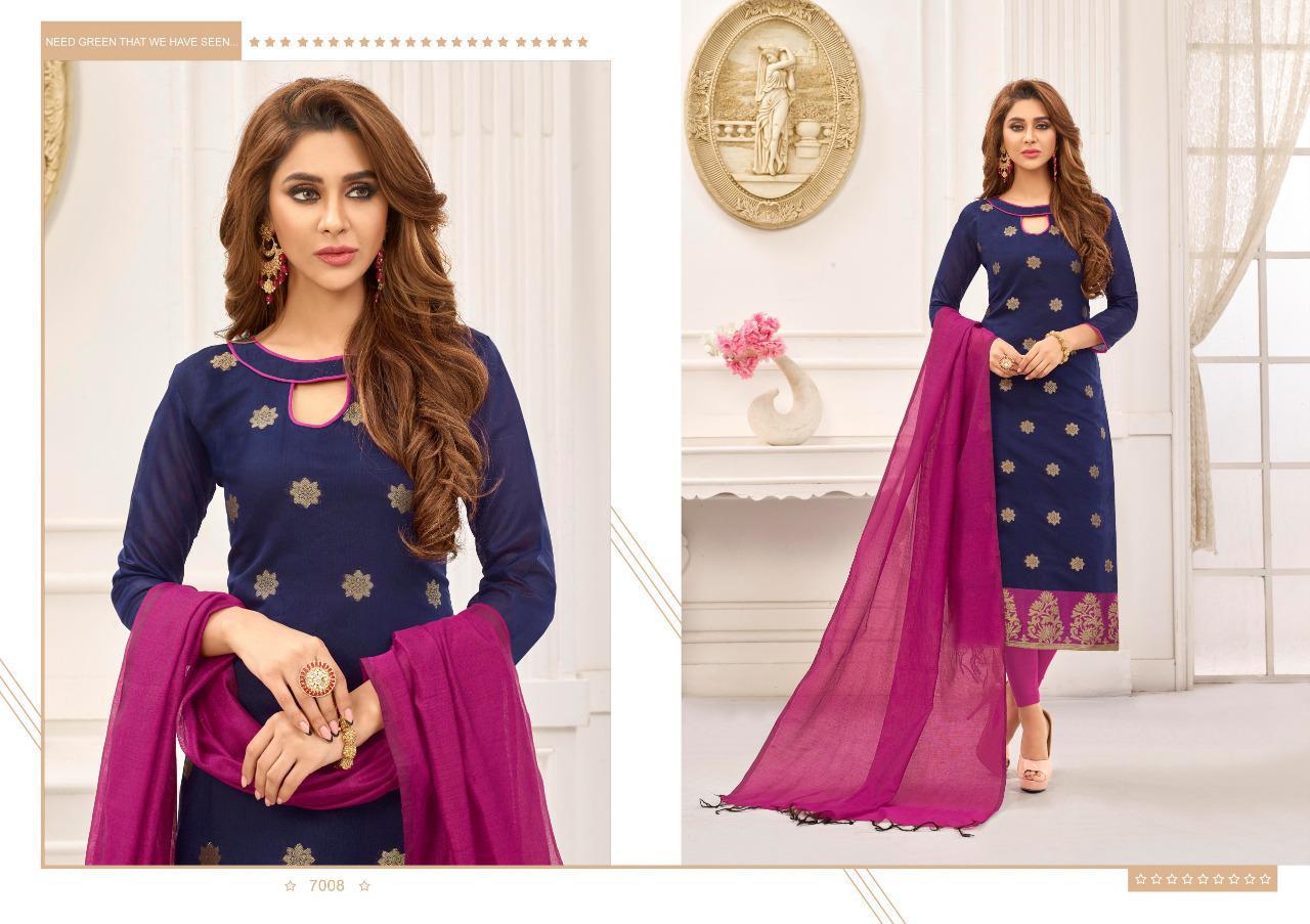 Samudrika Vol-7 By Amrut Varsha Creation 7001 To 7012 Series Beautiful Suits Colorful Stylish Fancy Colorful Casual Wear & Ethnic Wear Banarasi Jacquard Printed Dresses At Wholesale Price