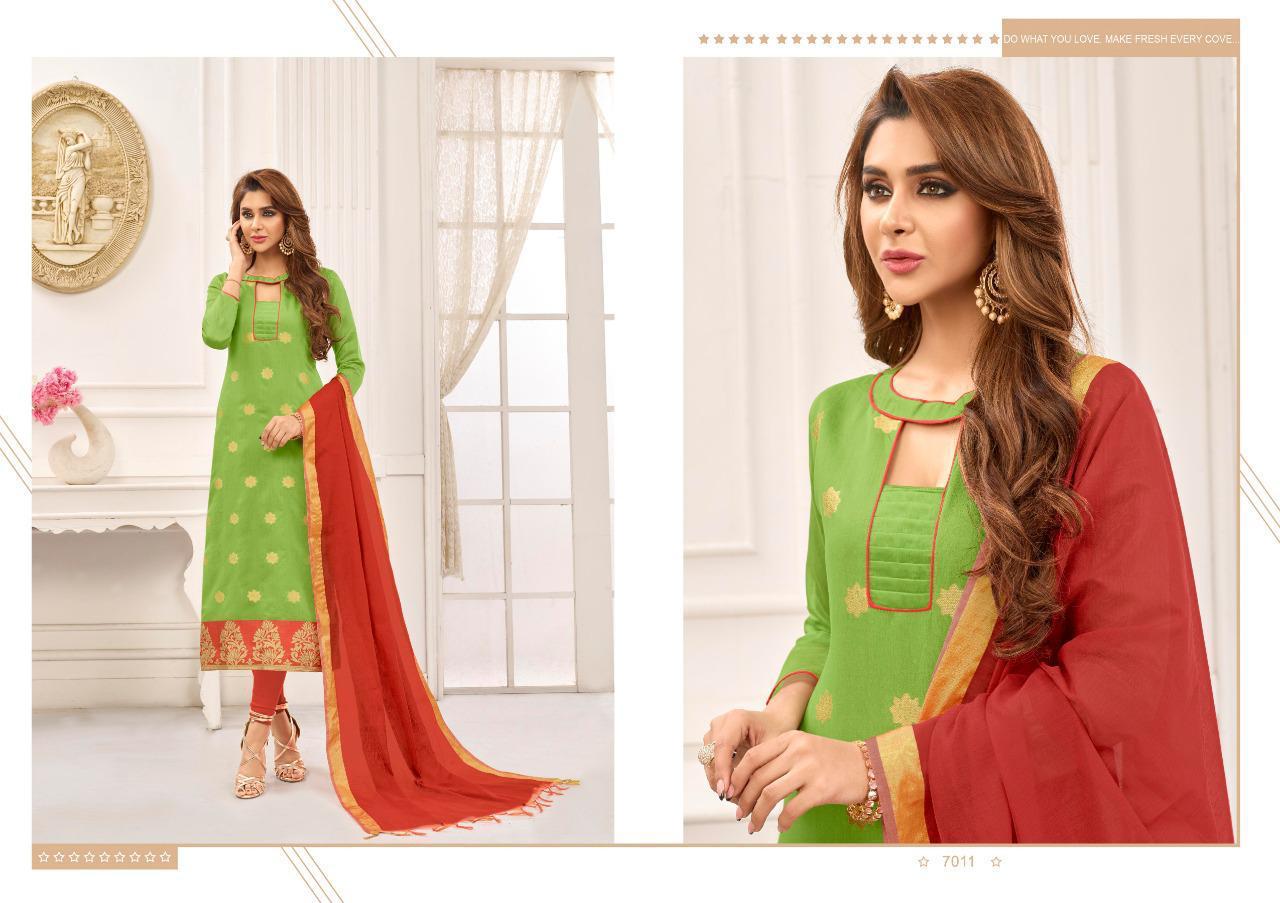 Samudrika Vol-7 By Amrut Varsha Creation 7001 To 7012 Series Beautiful Suits Colorful Stylish Fancy Colorful Casual Wear & Ethnic Wear Banarasi Jacquard Printed Dresses At Wholesale Price