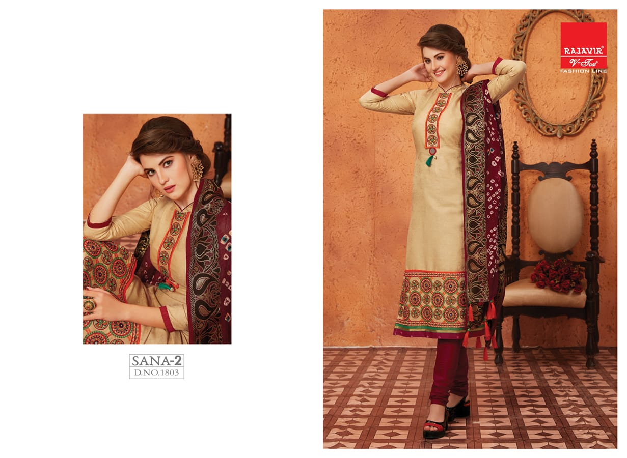 Sana Vol-2 By Rajavir Fashion Line 1800 To 1807 Series Beautiful Stylish Designer Embroidered Party Wear Glace Cotton Embroidered Dresses At Wholesale Price