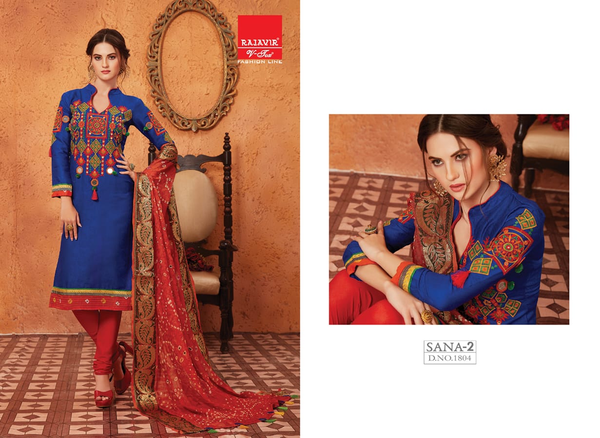 Sana Vol-2 By Rajavir Fashion Line 1800 To 1807 Series Beautiful Stylish Designer Embroidered Party Wear Glace Cotton Embroidered Dresses At Wholesale Price