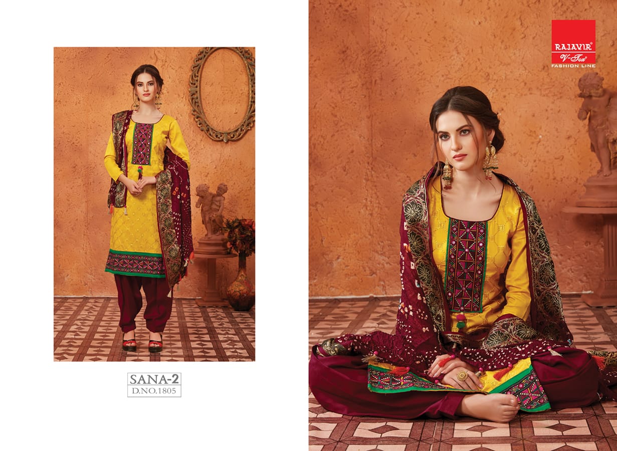 Sana Vol-2 By Rajavir Fashion Line 1800 To 1807 Series Beautiful Stylish Designer Embroidered Party Wear Glace Cotton Embroidered Dresses At Wholesale Price