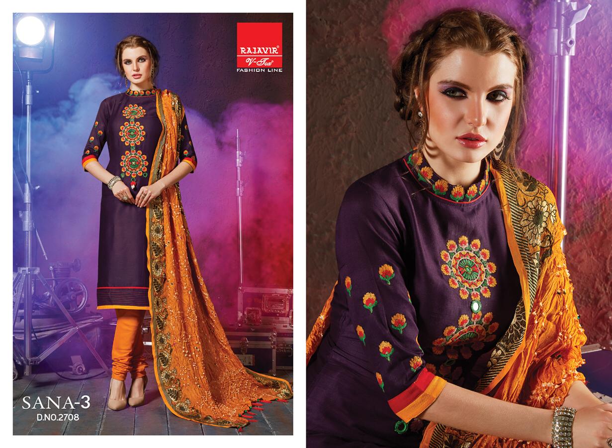 Sana Vol-3 By Rajavir Fashion Line 2701 To 2709 Series Beautiful Stylish Designer Embroidered Party Wear Glace Cotton Embroidered Dresses At Wholesale Price