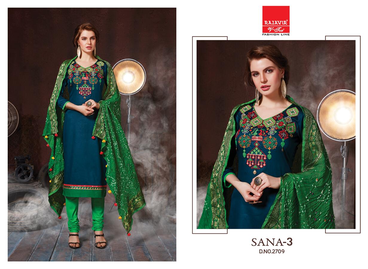 Sana Vol-3 By Rajavir Fashion Line 2701 To 2709 Series Beautiful Stylish Designer Embroidered Party Wear Glace Cotton Embroidered Dresses At Wholesale Price