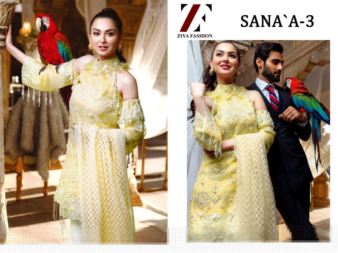 Sana Vol-3 By Ziya Fashion 3-a To 3-e Series Pakistani Traditional Wear Collection Beautiful Stylish Fancy Colorful Party Wear & Occasional Wear Net Embroidered Dress At Wholesale Price
