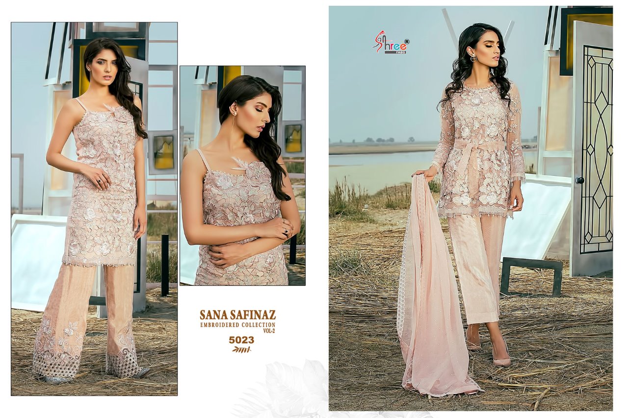 Sana Safinaz Embroidered Collection Vol-2 By Shree Fabs 5021 To 5027 Series Pakistani Suits Designer Colorful Beautiful Party Wear & Occasional Wear Faux Georgette Dresses At Wholesale Price