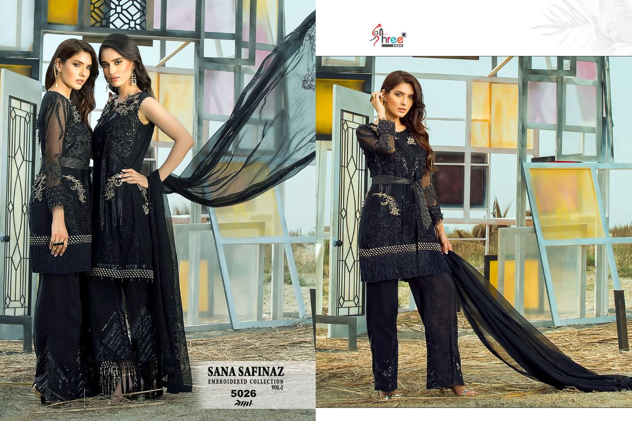 Sana Safinaz Embroidered Collection Vol-2 By Shree Fabs 5021 To 5027 Series Pakistani Suits Designer Colorful Beautiful Party Wear & Occasional Wear Faux Georgette Dresses At Wholesale Price
